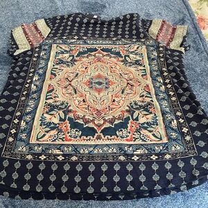 Bohemian Patterned Short Sleeve Tops